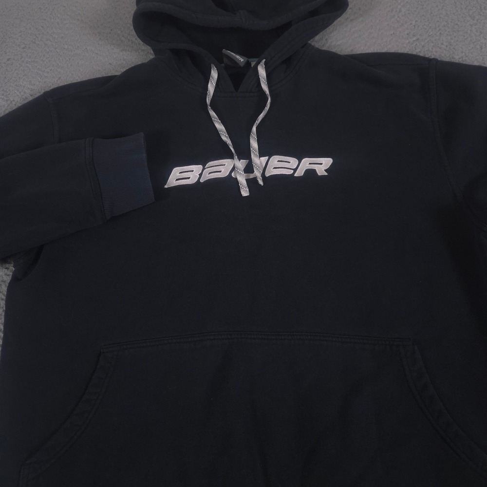 Bauer Hoodie Mens XXL Black Classic Fit Cotton Blend Embroidered Logo Pullover